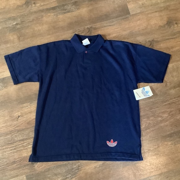adidas Other - Adidas Men Polo sweatshirt Vtg Trefoil Blue Sz M